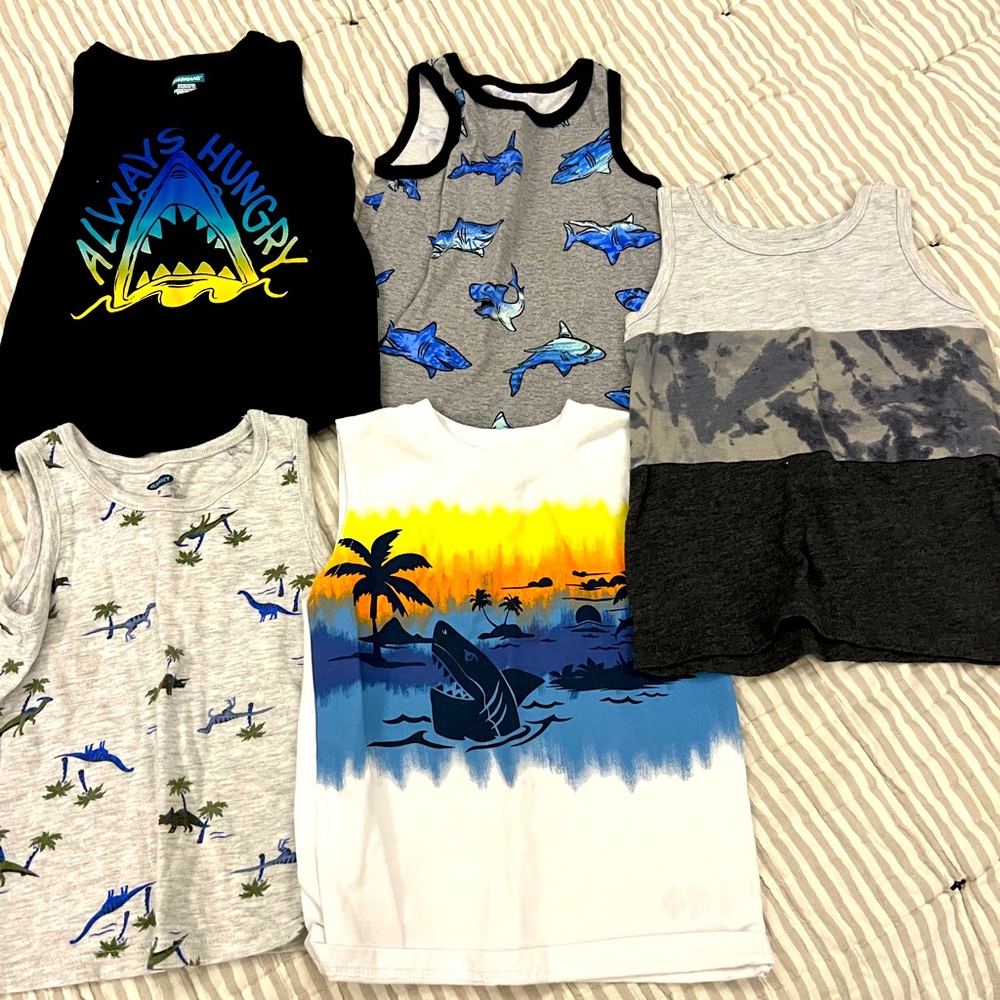 2T - 5 Shark/Summer Tank Tops - worn once